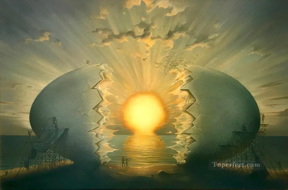 sunrise by the ocean II surrealism Oil Paintings